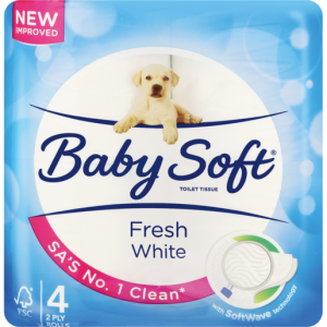 BABY SOFT T/PAPER WHITE 2PLY 4EA