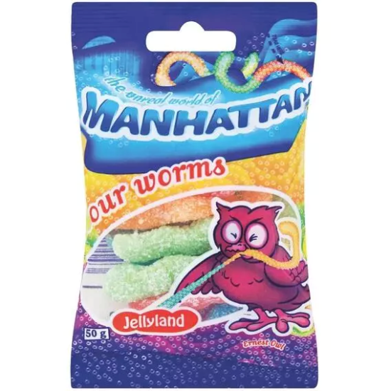 MANHATTAN JELLYLAND SOUR WORMS 125GR