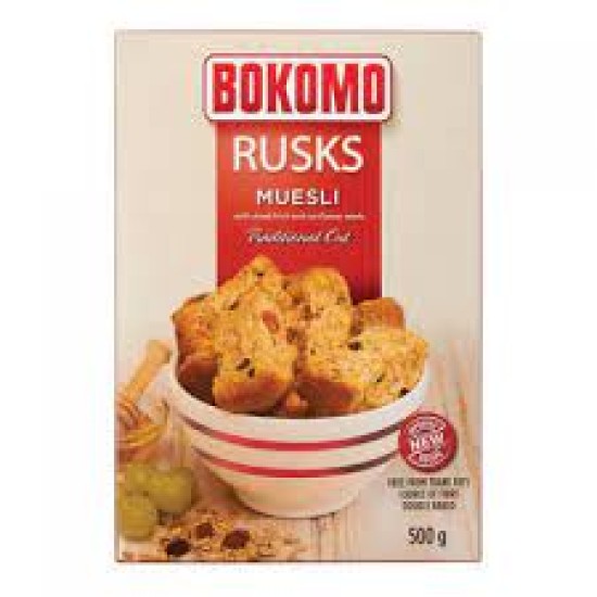 BOKOMO RUSKS SLICED MUESLI 500GR BOKOMO RUSKS SLICED MUESLI 500GR