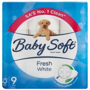 BABY SOFT T/PAPER WHITE 2PLY 9EA